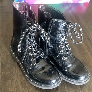 Shiny Black Combat Boots